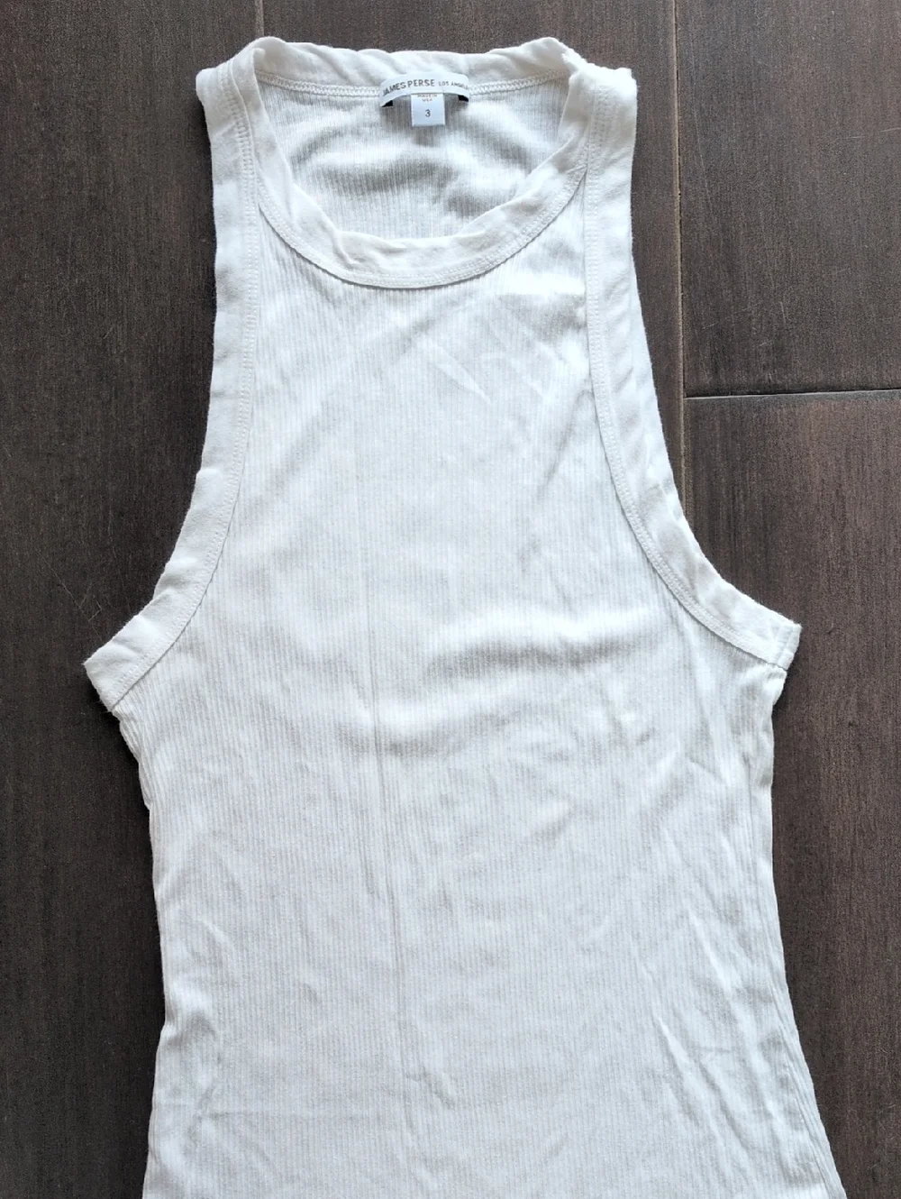 James Perse Ribbed Sheer White Tank Top - Picture 2 of 7